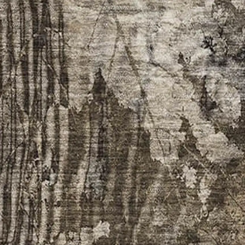 Taupe And Ivory Floral Washable Area Rug With UV Protection Photo 3