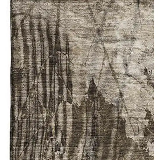 Taupe And Ivory Floral Washable Area Rug With UV Protection Photo 3