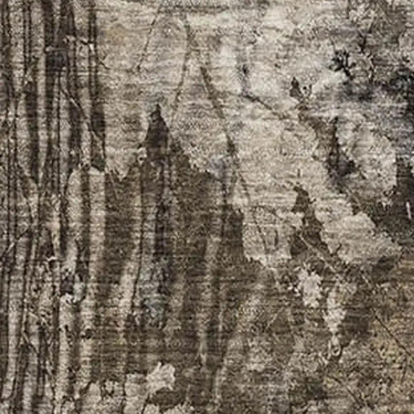 Taupe And Ivory Floral Washable Area Rug With UV Protection Photo 3