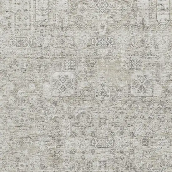 Taupe And Ivory Floral Washable Area Rug With UV Protection Photo 3