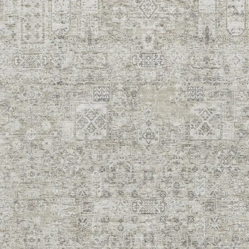 Taupe And Ivory Floral Washable Area Rug With UV Protection Photo 3