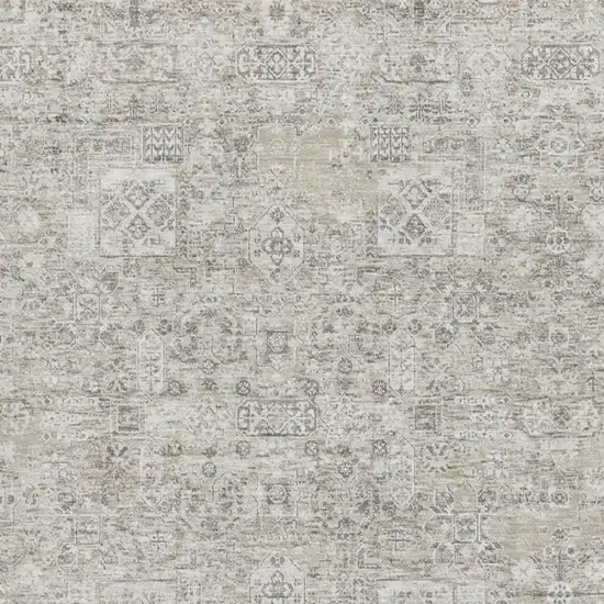 Taupe And Ivory Floral Washable Area Rug With UV Protection Photo 3