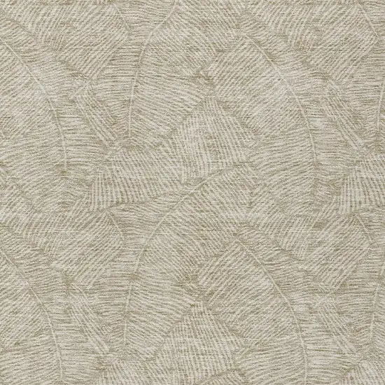 Taupe And Ivory Floral Washable Indoor Outdoor Area Rug Photo 6