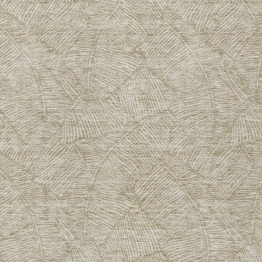Taupe And Ivory Floral Washable Indoor Outdoor Area Rug Photo 6