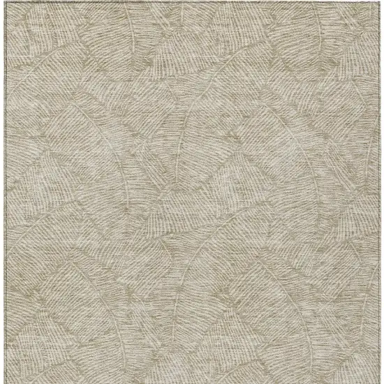 Taupe And Ivory Floral Washable Indoor Outdoor Area Rug Photo 7