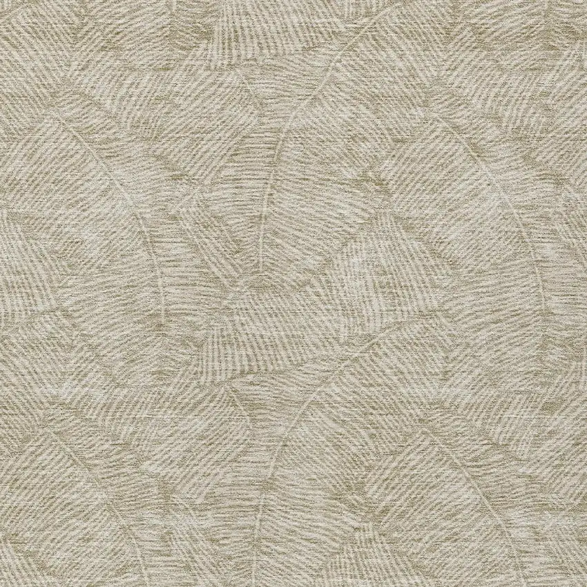 Taupe And Ivory Floral Washable Indoor Outdoor Area Rug Photo 6