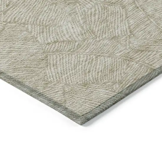 Taupe And Ivory Floral Washable Indoor Outdoor Area Rug Photo 5