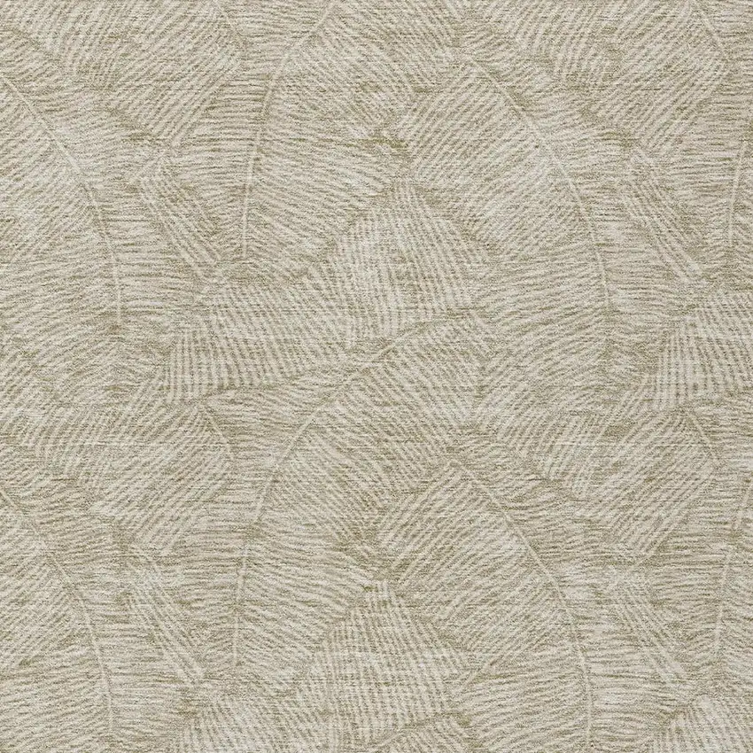 Taupe And Ivory Floral Washable Indoor Outdoor Area Rug Photo 6