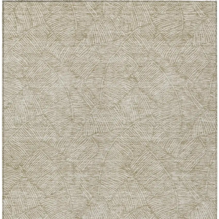 Taupe And Ivory Floral Washable Indoor Outdoor Area Rug Photo 7