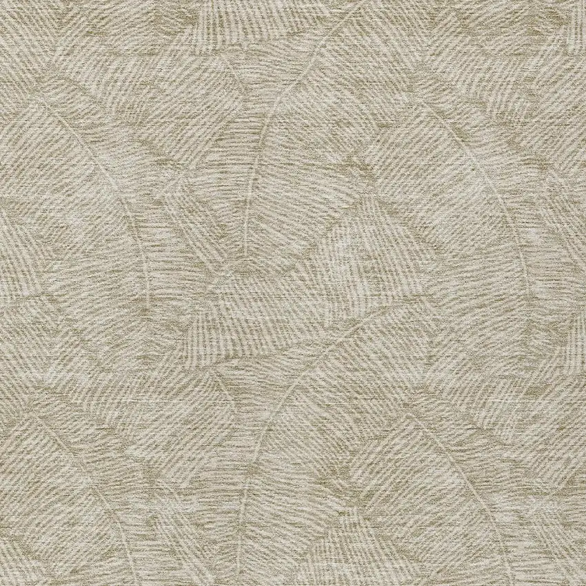 Taupe And Ivory Floral Washable Indoor Outdoor Area Rug Photo 6