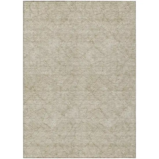 Taupe And Ivory Floral Washable Indoor Outdoor Area Rug Photo 2