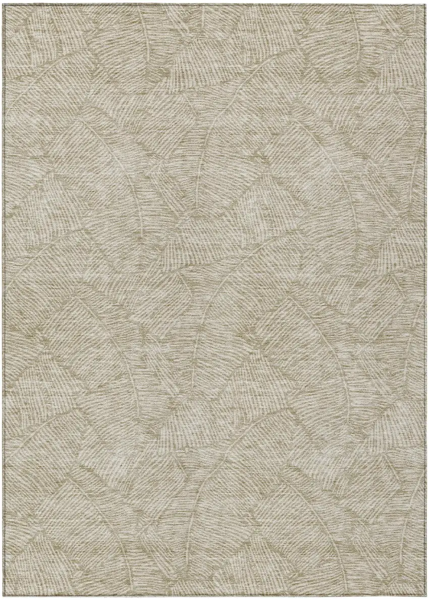 Taupe And Ivory Floral Washable Indoor Outdoor Area Rug Photo 2