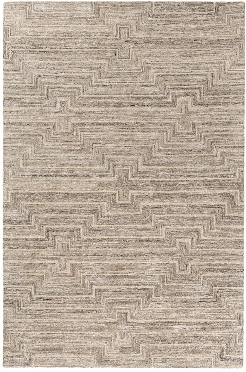 Taupe And Ivory Geometric Hand Tufted Square Rug Photo 1