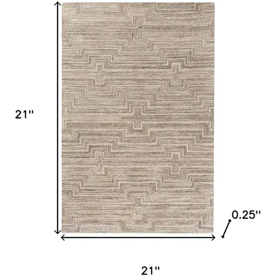 Taupe And Ivory Geometric Hand Tufted Square Rug Photo 9