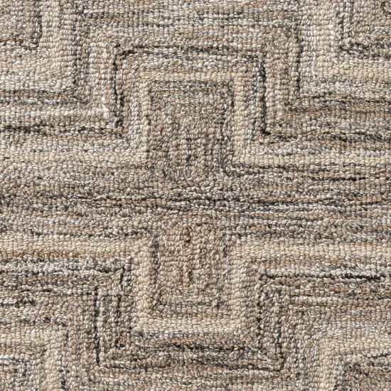 Taupe And Ivory Geometric Hand Tufted Square Rug Photo 8