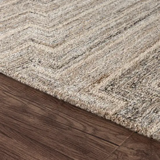 Taupe And Ivory Geometric Hand Tufted Square Rug Photo 4