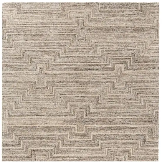 Taupe And Ivory Geometric Hand Tufted Square Rug Photo 3