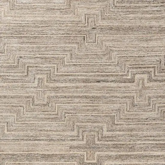 Taupe And Ivory Geometric Hand Tufted Square Rug Photo 2