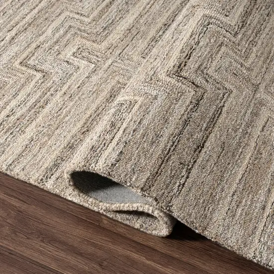 Taupe And Ivory Geometric Hand Tufted Square Rug Photo 5