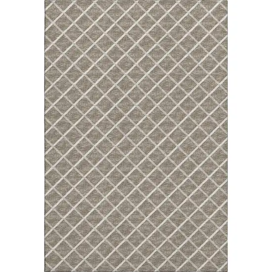 Taupe And Ivory Geometric Washable Area Rug With UV Protection Photo 2