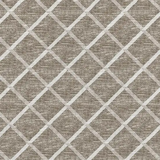 Taupe And Ivory Geometric Washable Area Rug With UV Protection Photo 4