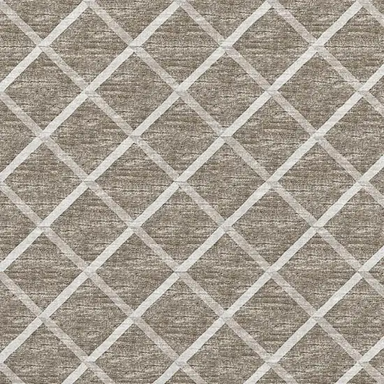 Taupe And Ivory Geometric Washable Area Rug With UV Protection Photo 4