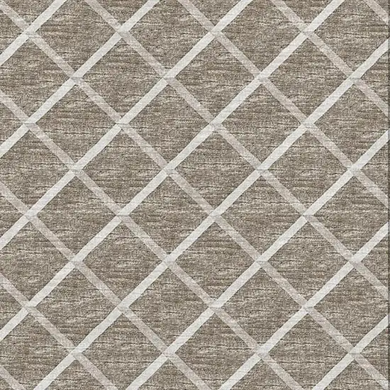 Taupe And Ivory Geometric Washable Area Rug With UV Protection Photo 4