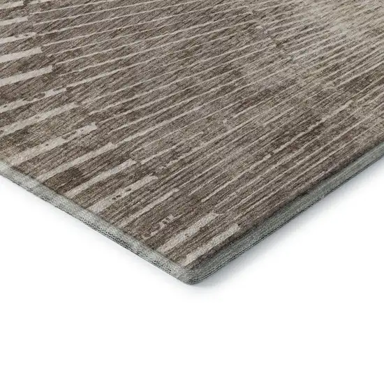 Taupe And Ivory Geometric Washable Area Rug With UV Protection Photo 9
