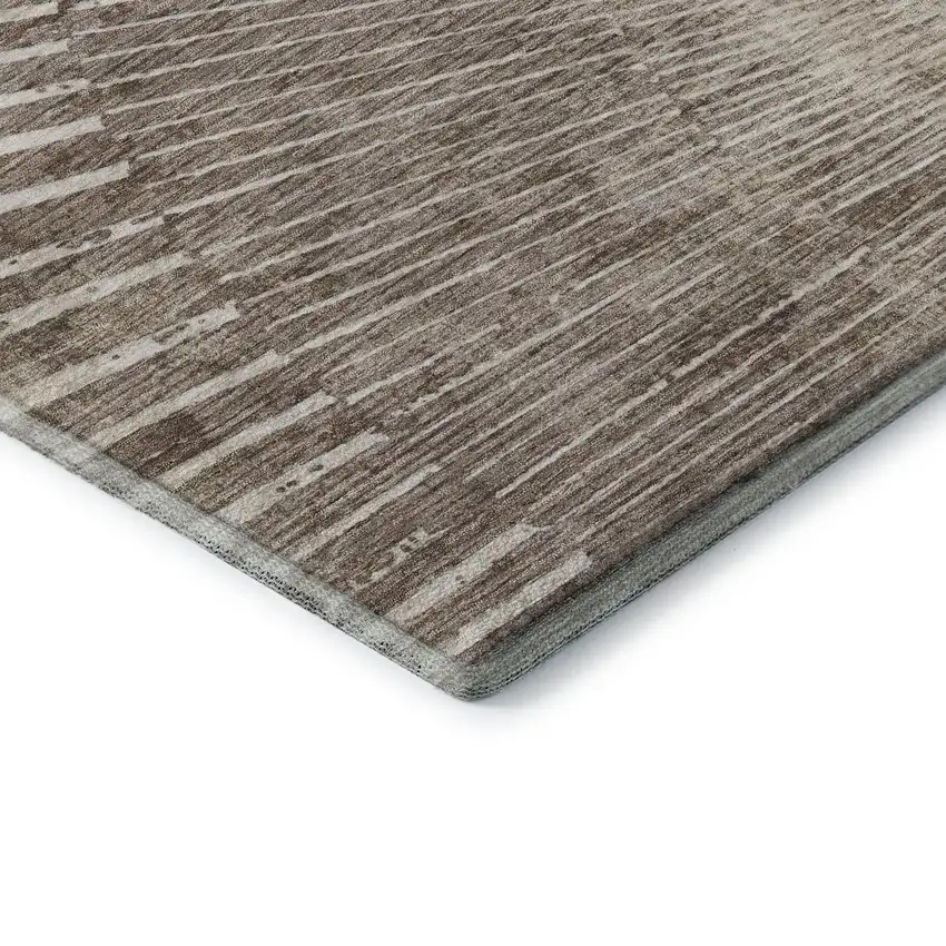 Taupe And Ivory Geometric Washable Area Rug With UV Protection Photo 9