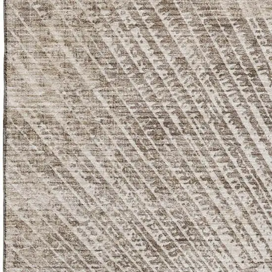 Taupe And Ivory Geometric Washable Area Rug With UV Protection Photo 4