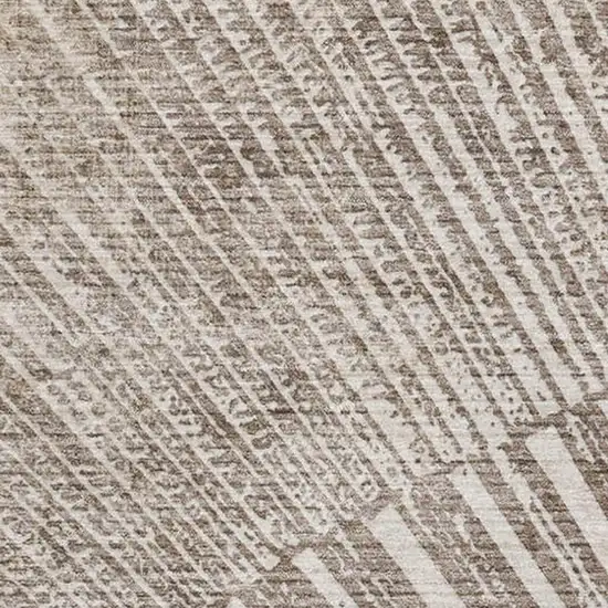 Taupe And Ivory Geometric Washable Area Rug With UV Protection Photo 3