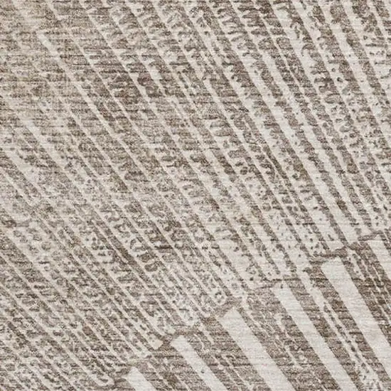 Taupe And Ivory Geometric Washable Area Rug With UV Protection Photo 3