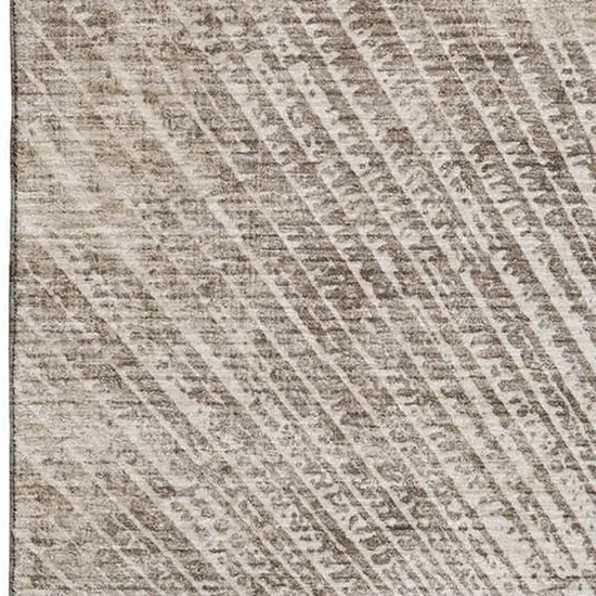 Taupe And Ivory Geometric Washable Area Rug With UV Protection Photo 3