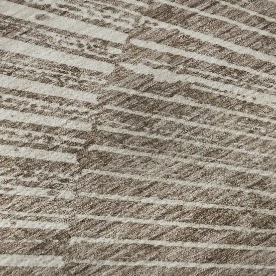 Taupe And Ivory Geometric Washable Area Rug With UV Protection Photo 9