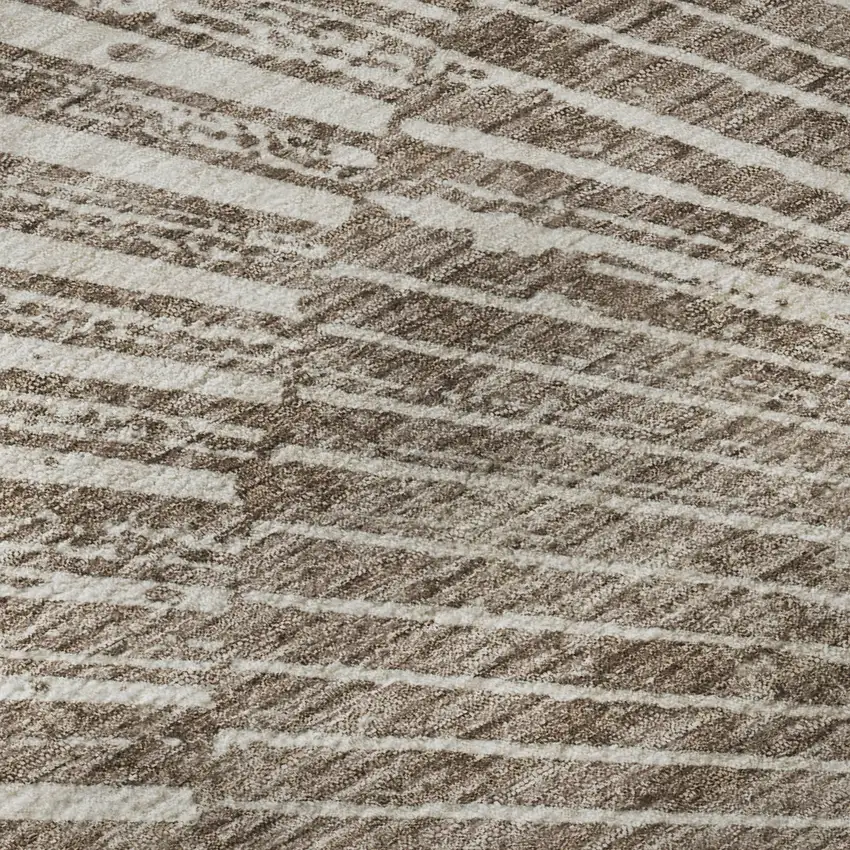 Taupe And Ivory Geometric Washable Area Rug With UV Protection Photo 9