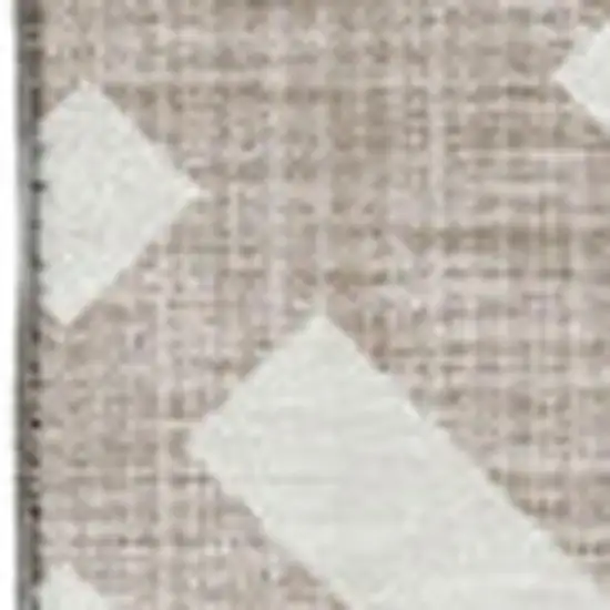 Taupe And Ivory Geometric Washable Area Rug With UV Protection Photo 2