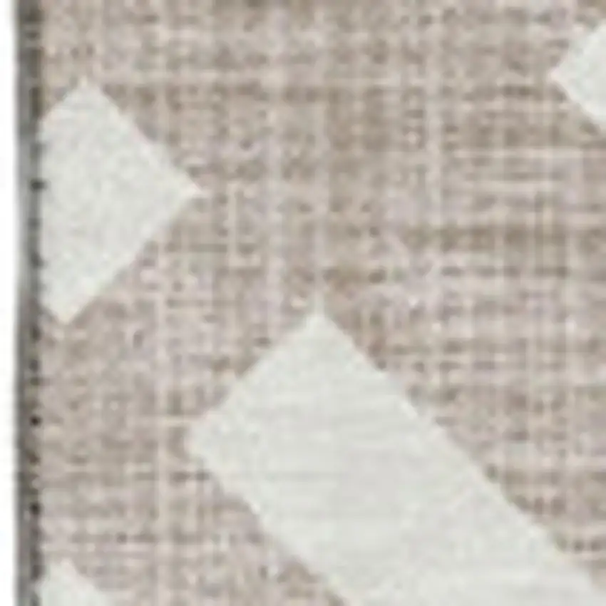 Taupe And Ivory Geometric Washable Area Rug With UV Protection Photo 2