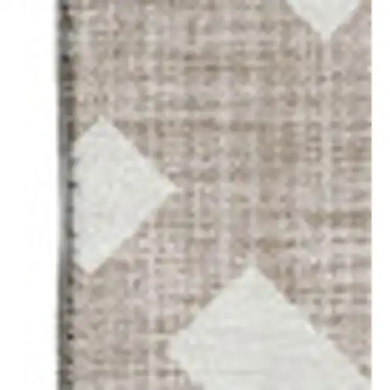 Taupe And Ivory Geometric Washable Area Rug With UV Protection Photo 2