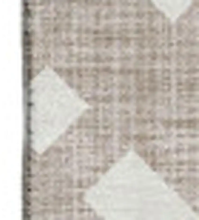 Taupe And Ivory Geometric Washable Area Rug With UV Protection Photo 2