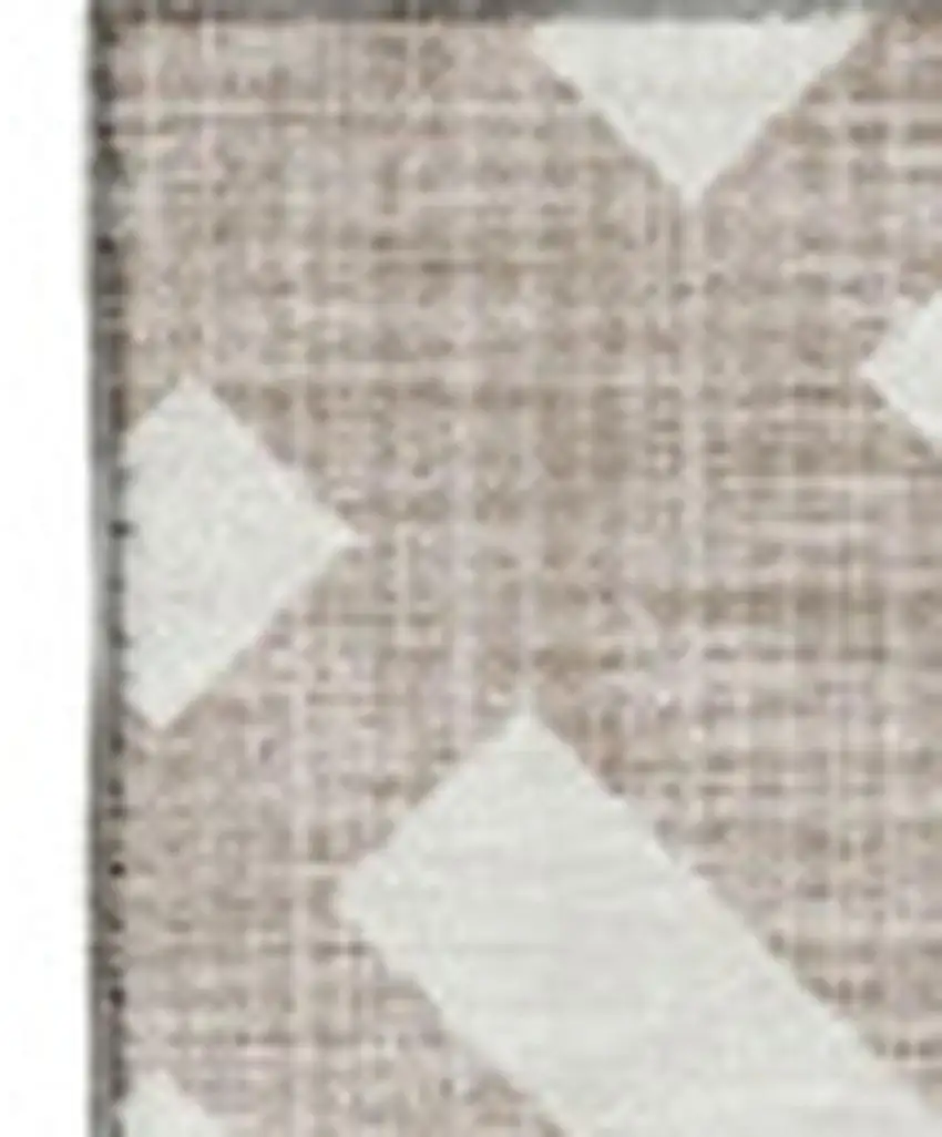 Taupe And Ivory Geometric Washable Area Rug With UV Protection Photo 3