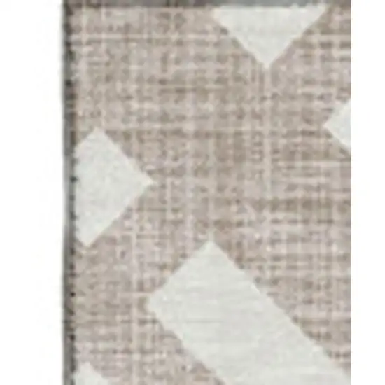 Taupe And Ivory Geometric Washable Area Rug With UV Protection Photo 2