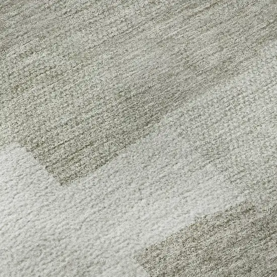 Taupe And Ivory Geometric Washable Area Rug With UV Protection Photo 9