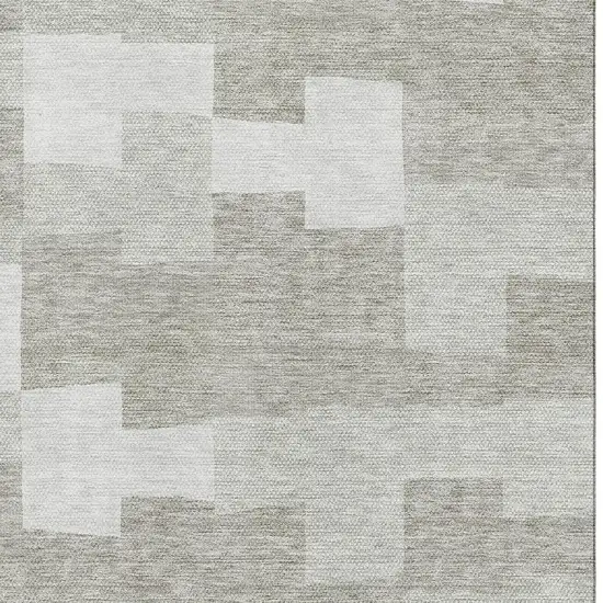 Taupe And Ivory Geometric Washable Area Rug With UV Protection Photo 2