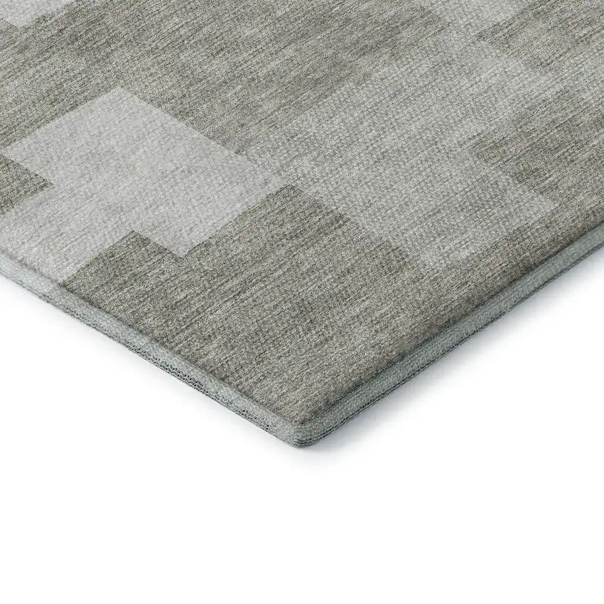 Taupe And Ivory Geometric Washable Area Rug With UV Protection Photo 7