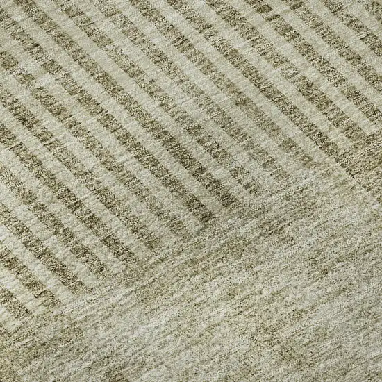 Taupe And Ivory Geometric Washable Area Rug With UV Protection Photo 9