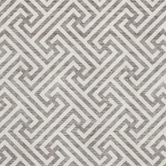 Taupe And Ivory Geometric Washable Area Rug With UV Protection Photo 3