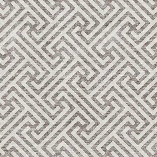 Taupe And Ivory Geometric Washable Area Rug With UV Protection Photo 3