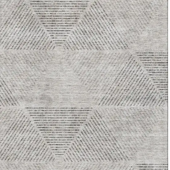 Taupe And Ivory Geometric Washable Area Rug With UV Protection Photo 3