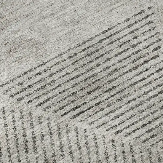 Taupe And Ivory Geometric Washable Area Rug With UV Protection Photo 9