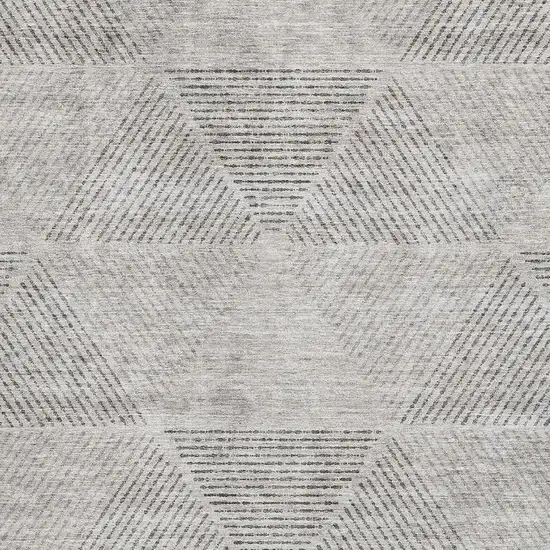 Taupe And Ivory Geometric Washable Area Rug With UV Protection Photo 3